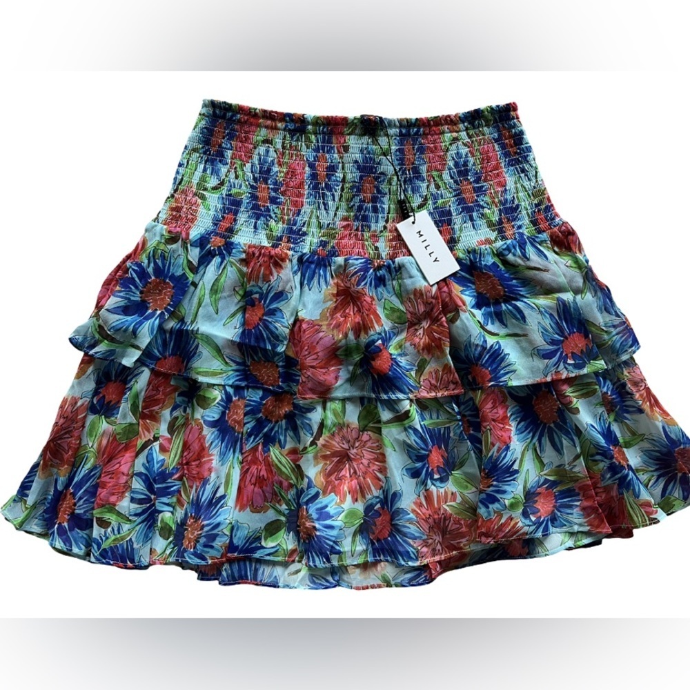 Milly - Wyatt Paint Dahlia Print Miniskirt - Size 6 - Picture 5 of 5